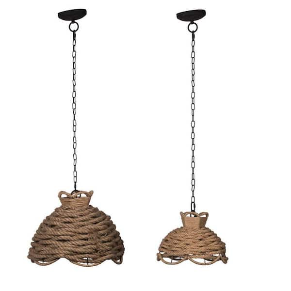2 light Brown Bowl Pendant Light for Bedroom, Dining Room, Foyer, Kitchen Island, Living Room No Bulb(s) Included