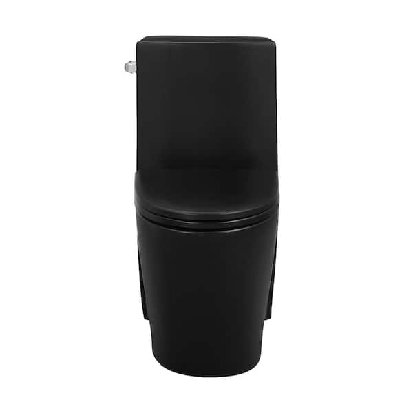 Swiss Madison St.Tropez 1-Piece 1.28 GPF Single Flush Elongated Toilet in Matte Black Seat Included