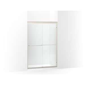 Fluence 47.625 in. W x 70.28 in. H Sliding Frameless Shower Door in Anodized Matte Nickel with Falling Lines Glass
