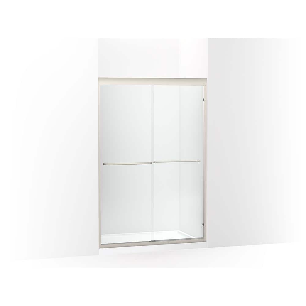 KOHLER Fluence 47.625 in. W x 70.28 in. H Sliding Frameless Shower Door in Anodized Matte Nickel with Crystal Clear Glass -  702208-6L-MX