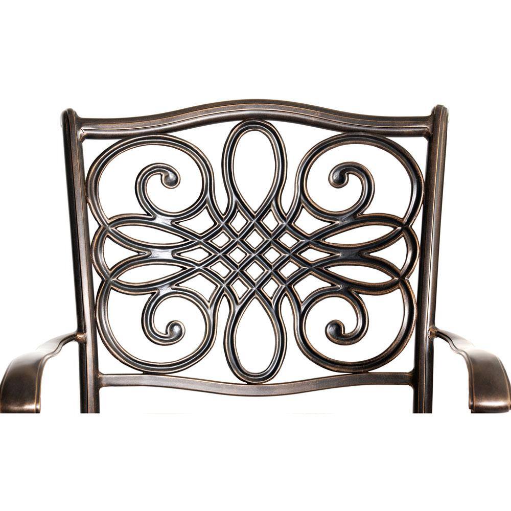 Hanover Traditions 9-Piece Bronze Aluminum Patio Dining Set with Beige Cushions