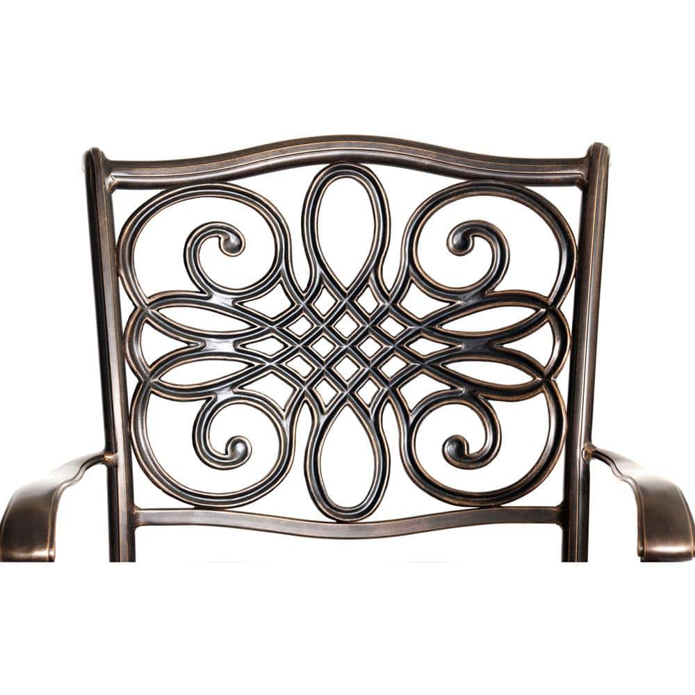 Traditions 9-Piece Bronze Aluminum Outdoor Dining Set with Tan Cushions