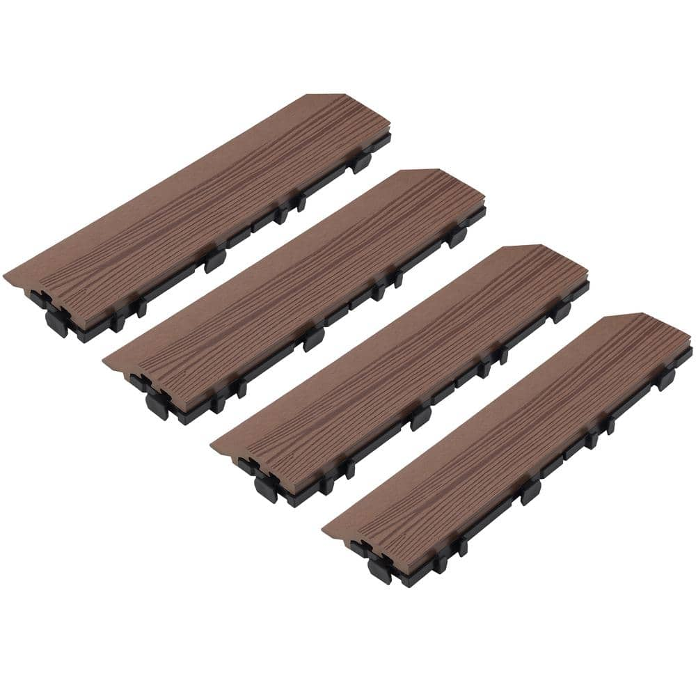 Design House Straight Edge Trim 3 in. x 12 in. Wood-Plastic Composite Deck Tile in Russet Canyon( 4-Pack)