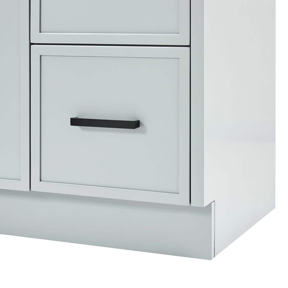 Gray Solid Wood Freestanding Single Sink Bathroom Vanity with Marble Top