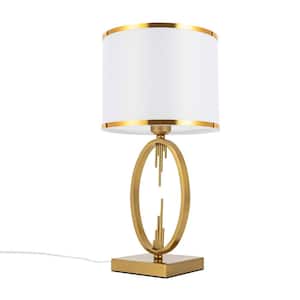 18.1 in. Gold Modern Task and Reading Plug-In Table Lamp with White Acrylic Shade for Bedside Study Office