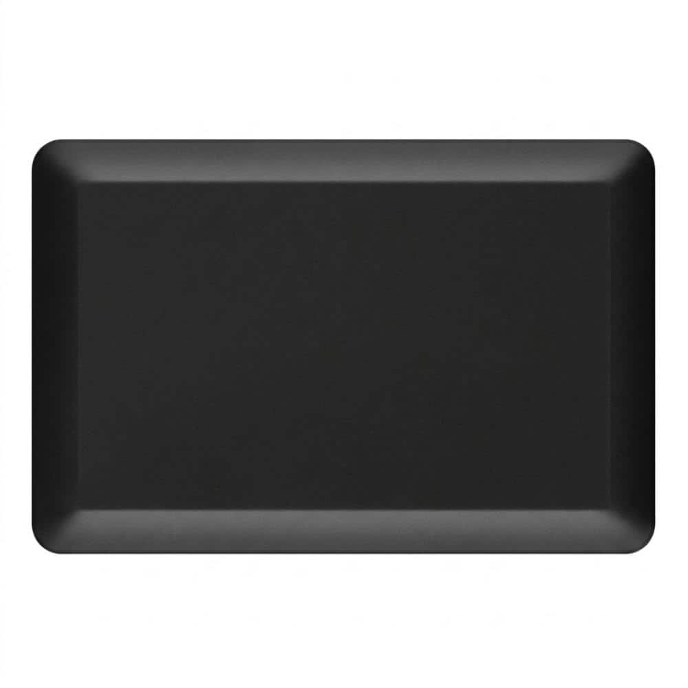 Black 17 in. x 24 in. Solid Cushioned Water-Resistant Non-Slip Indoor Easy-Clean Anti-Fatigue Kitchen Mat
