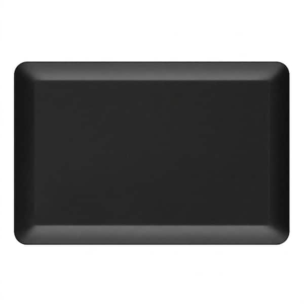 Black 17 in. x 24 in. Solid Cushioned Water-Resistant Non-Slip Indoor Easy-Clean Anti-Fatigue Kitchen Mat