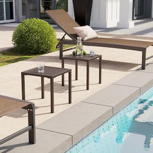 Square Aluminum Outdoor Side Table in Brown (2-Pack)