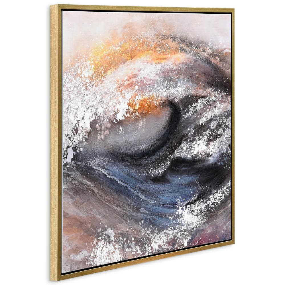 Tornado Abstract Multicolor Hand Painted Canvas Art with Gold Frame