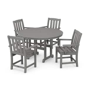 Cape Cod Stepping Stone 5-Piece Round Farmhouse Plastic Outdoor Dining Set