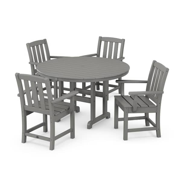 Trex Outdoor Furniture Cape Cod Stepping Stone 5-Piece Round Farmhouse Plastic Outdoor Dining Set