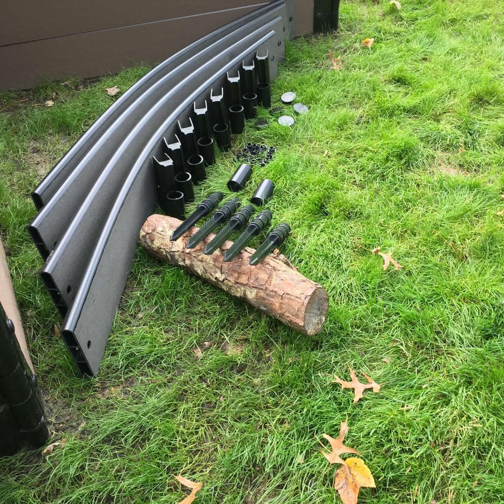 Weathered Wood Composite Curved Landscape Edging Kit, 16 ft