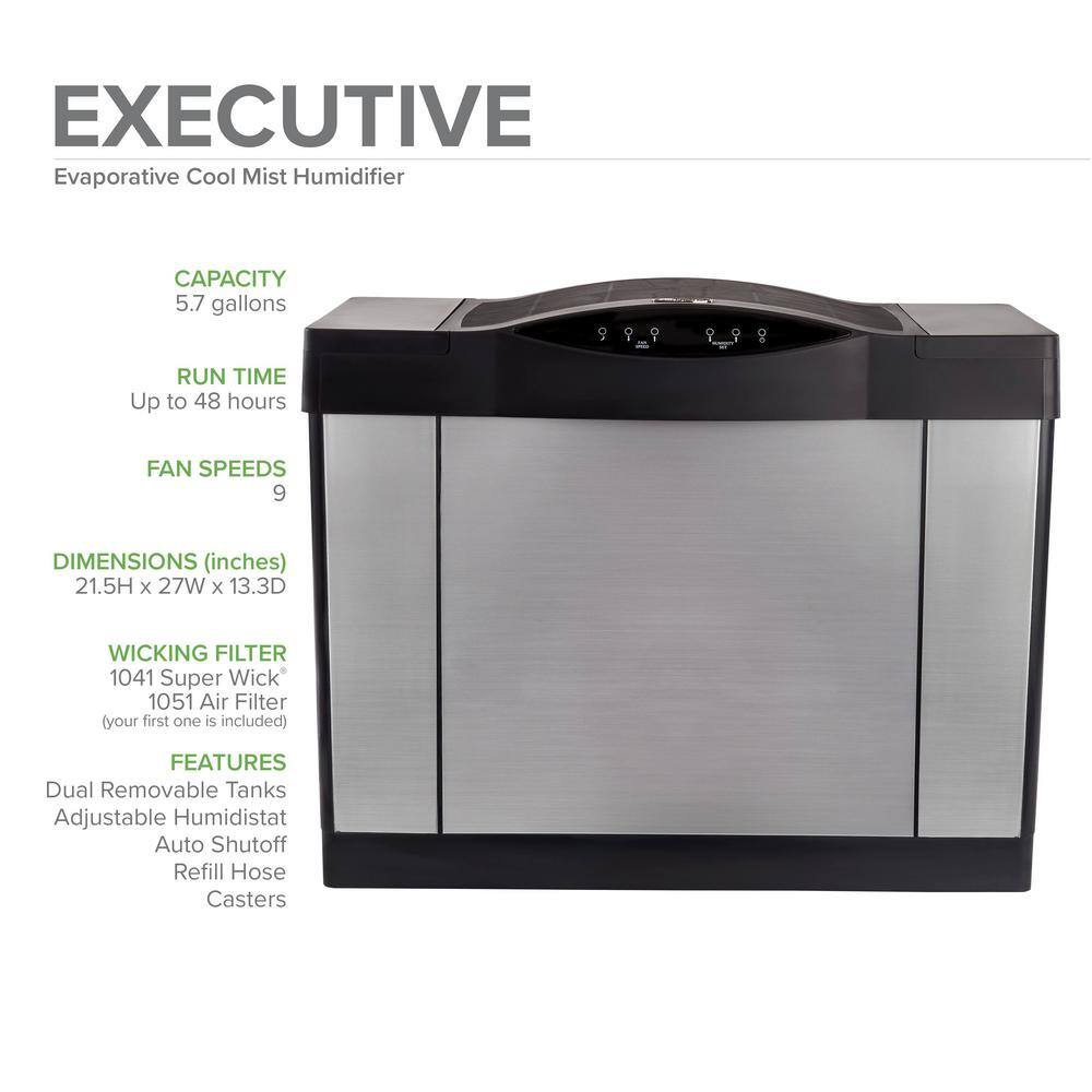 AIRCARE Black and Brushed Nickel Evaporative Humidifier with Digital Controls