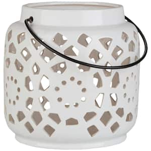 Kimba 6.5 in. White Ceramic Lantern
