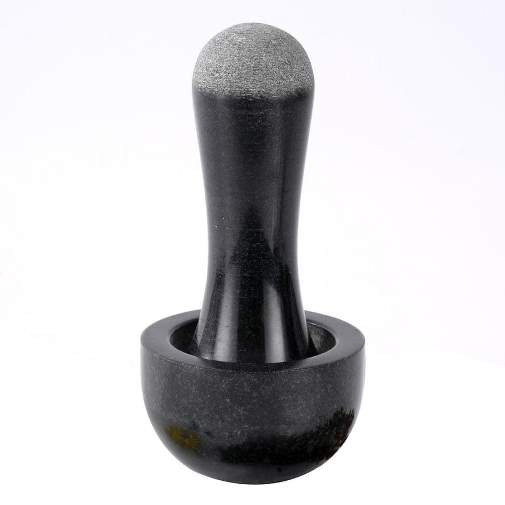 Granite Black Polished Finish Mortar and Pestle Set Mini Marble Grinder for Herbs Spices Pills Easy Grip Efficient price history on PriceWatchPro