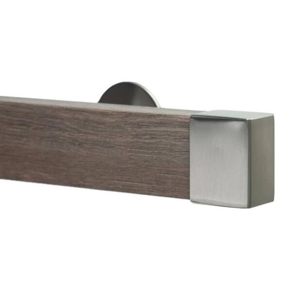 Art Decor Kontur Wood 96 in. Non-Adjustable Single Traverse Window Curtain Rod Set in Monaco with Stainless Endcaps