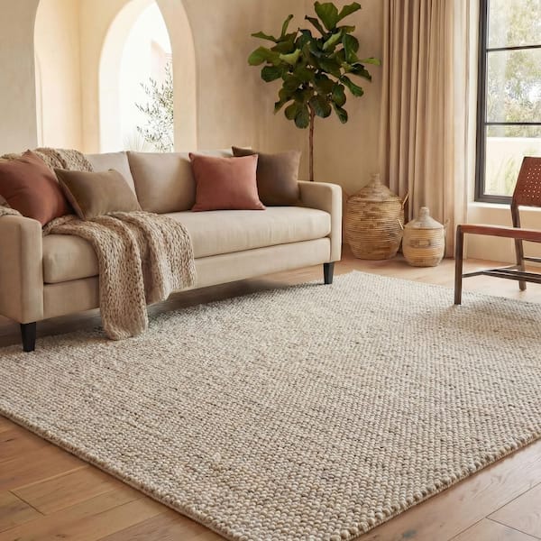 Natura 3 ft. x 5 ft. Gray/Ivory Textured Solid Area Rug