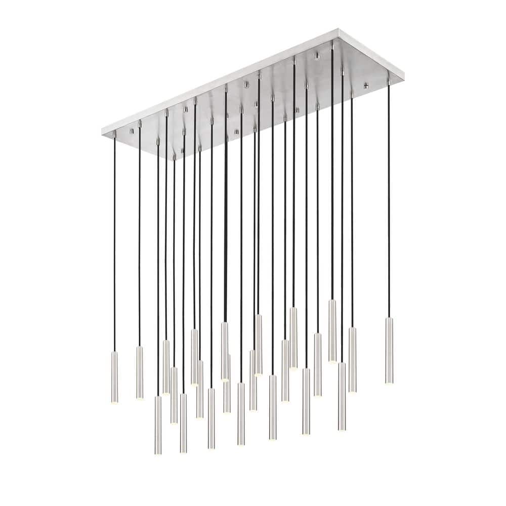 Forest 54 inch Brushed Nickel 23 Light Integrated LED Linear Chandelier