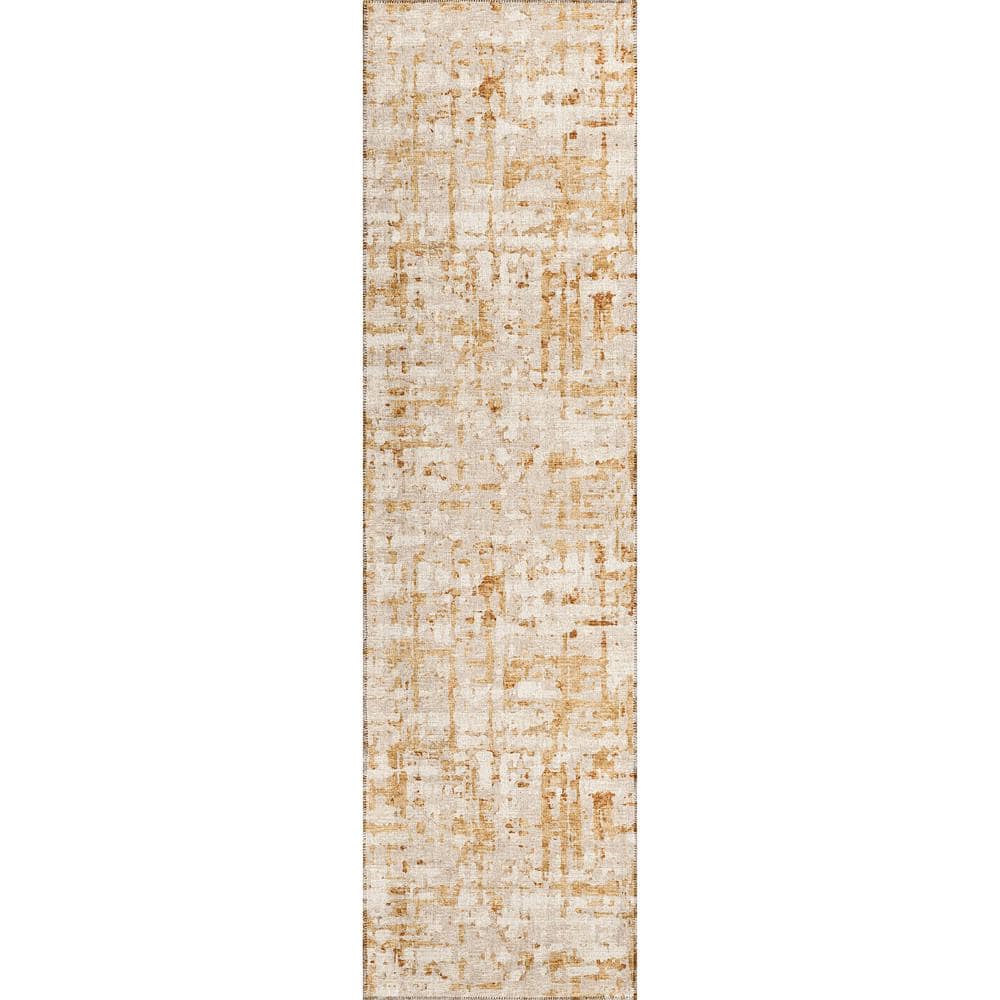 Bravado 2 ft. 3 in. x 7 ft. 6 in. Beige Geometric Indoor/Outdoor Washable A