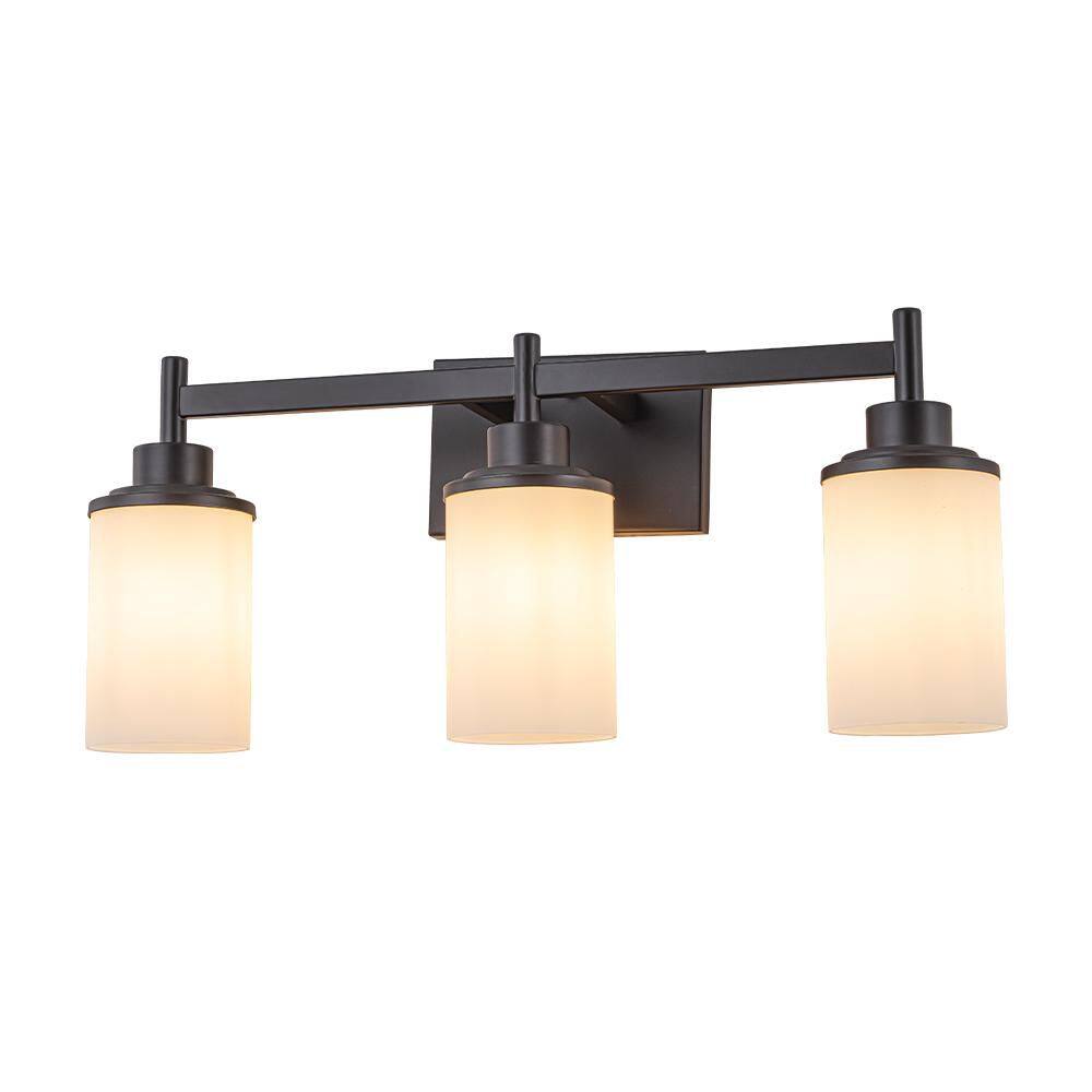 Modern 22-in. 3-Light Dark Brown Vanity Light with Opal Glass Shades for Mirror, Bathroom price history on PriceWatchPro