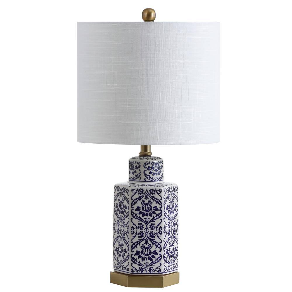 Diana Blue and White Ceramic Ginger Jar Table Lamp with Linen Shade