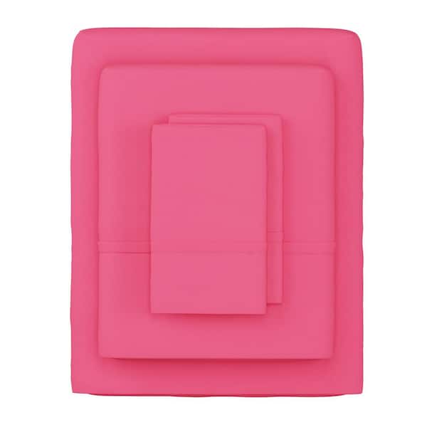 Lavish Home 3-Piece Pink Solid 75 Thread Count Polyester Twin Sheet Set