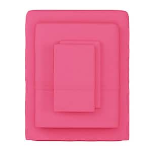 3-Piece Pink Microfiber Twin Sheet Set