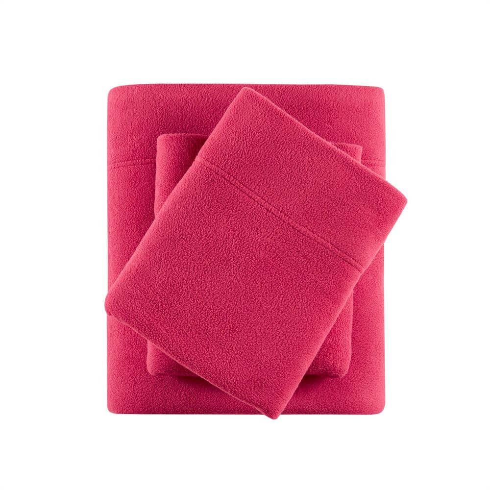 Red Twin XL Micro Fleece Sheet Set with Pillowcase