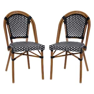 Black Aluminum Outdoor Dining Chair in Black Set of 2