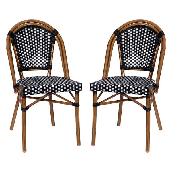 TAYLOR + LOGAN Black Aluminum Outdoor Dining Chair in Black Set of 2