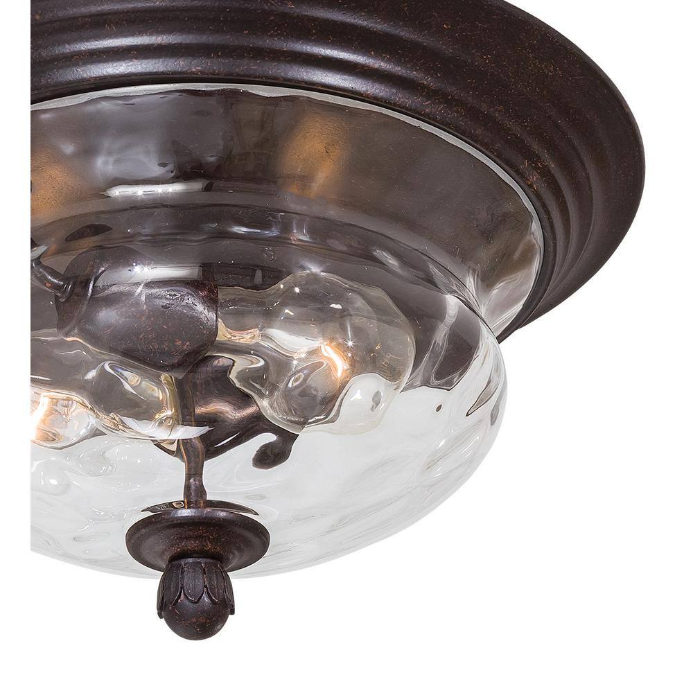 Corona Bronze Merrimack Outdoor Flush Mount with Clear Hammered Glass