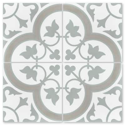 Tulips B Vintage Multicolor/Matte 8 in. x 8 in. Cement Handmade Floor and Wall Tile (Box of 8/3.45 sq. ft.)