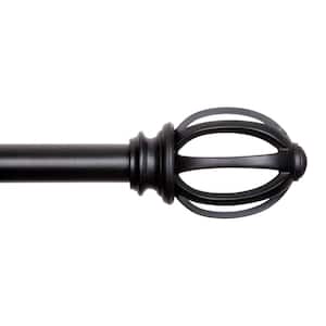 Fast Fit Easy Install Lily Cage 36 in. - 66 in. Adjustable Single Curtain Rod 5/8 in. Dia., Black with Openwork Finials