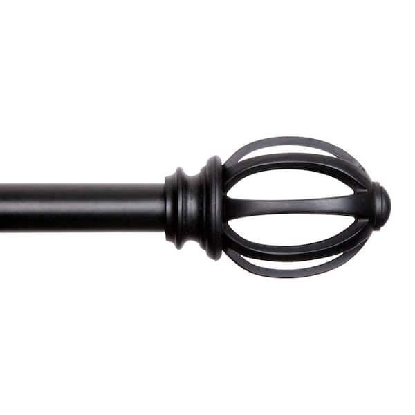 Kenney Fast Fit Easy Install Lily Cage 36 in. - 66 in. Adjustable Single Curtain Rod 5/8 in. Dia., Black with Openwork Finials