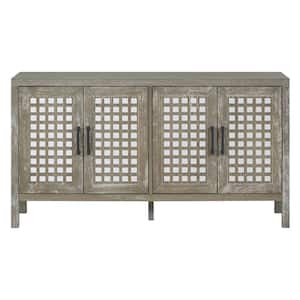 58 in. W x 15 in. D x 32 in. H Gray Linen Cabinet with Closed Grain Pattern