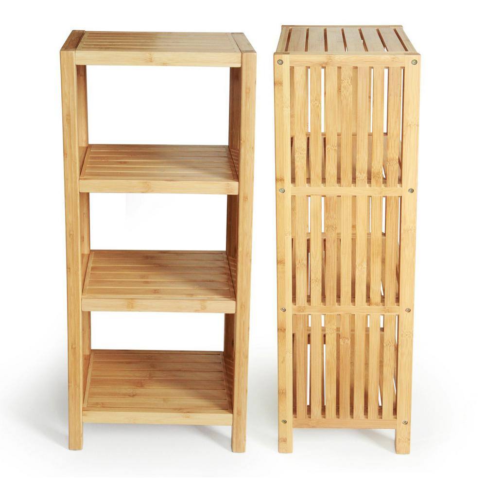Natural Bamboo 4-Tier Freestanding Storage Shelf