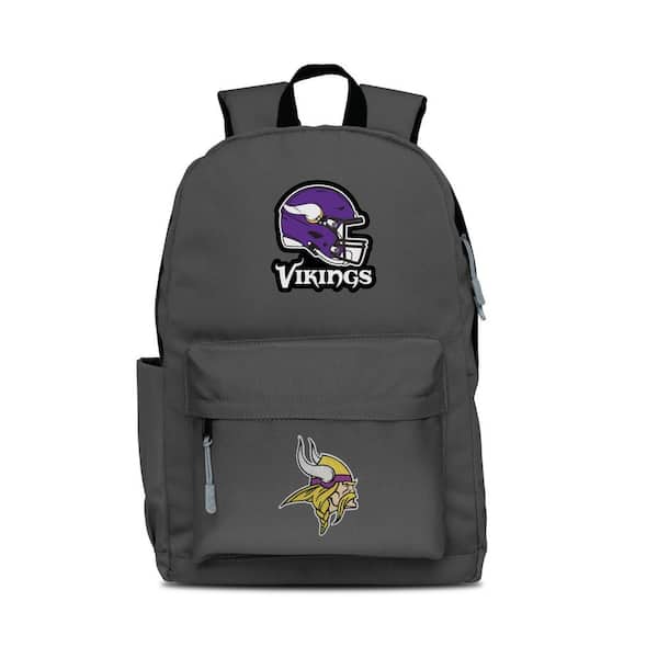 Mojo 17 in. Gray Minnesota Vikings 2-Logo Campus Laptop Backpack