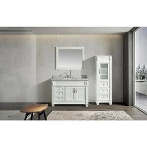 Hudson 48 in. W x 22 in. D x 34 in. H Single Sink Bath Vanity in White with Marble Top in Carrara White