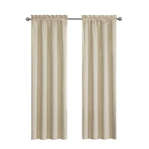Cassidy Thermaback Ivory Chevron Pattern Polyester 42 in. W x 84 in. L Blackout Single Grommet Top Curtain Panel