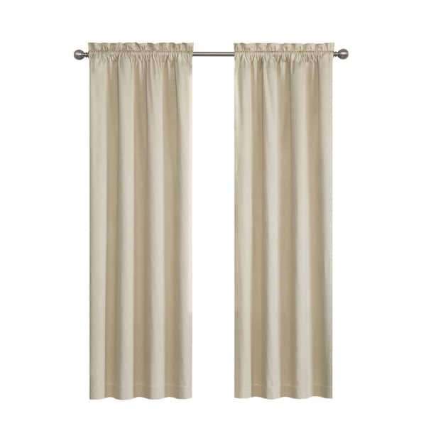 Eclipse Cassidy Thermaback Ivory Chevron Pattern Polyester 42 in. W x 84 in. L Blackout Single Grommet Top Curtain Panel