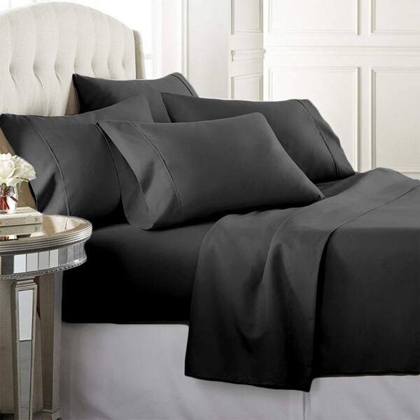 Luxury Home 6 Piece Black Super Soft 1600 Series Double Brushed California King Microfiber Bed Sheets Set Lh 1600s 6pc Bla Ck The Depot Luxury Home 6 Piece Black Super Soft, California King Size Bed Sheets