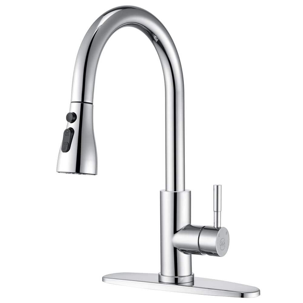 Chrome Stainless Steel Single Handle Pull Down Kitchen Faucet