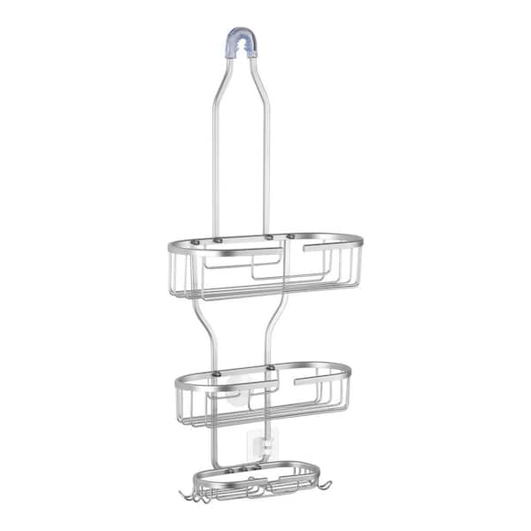 Oumilen Bathroom Hanging Shower Caddy, Shower Organizer Shelves with  4-Hooks, Silver PSHKS157 - The Home Depot