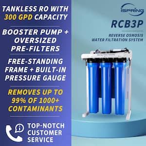300 GPD Tankless Free-Standing Reverse Osmosis Water Filtration System with Pump, Pressure Gauge, Oversized Pre Filters