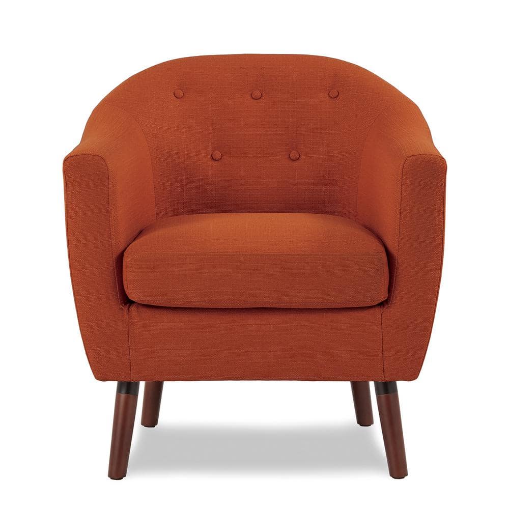 Burnt Orange Mid-Century Modern Barrel Accent Chair