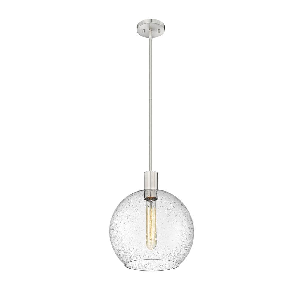 Brushed Nickel Globe Pendant with Clear Glass Shade