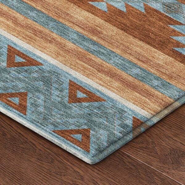 Mayfield Premium Machine Washable Abstract AMF2561 Paprika 2 ft. x 7 ft. Runner Rug