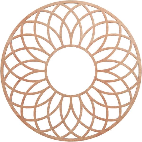 Ekena Millwork 30 in. x 30 in. x 1/4 in. Cannes Wood Fretwork Pierced Ceiling Medallion, Cherry