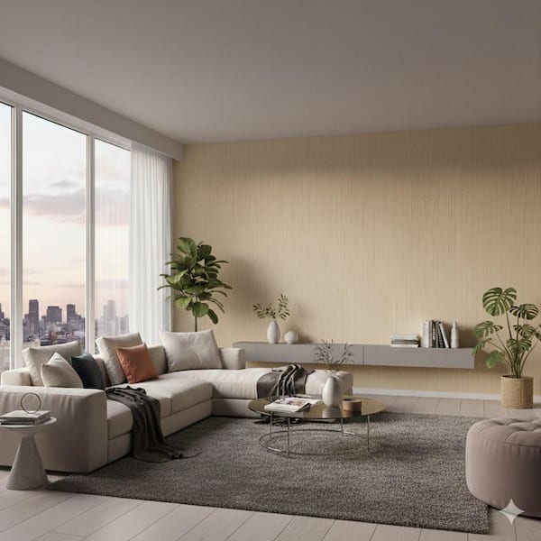 Utopia Collection Bronze Vertical Weave Effect Sheen Finish Vinyl on Non-Woven Non-Pasted Wallpaper Roll