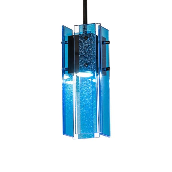 Shutter 10 Watt 1 Light Black Single Mini Pendant Light with Transparent Glass Shade